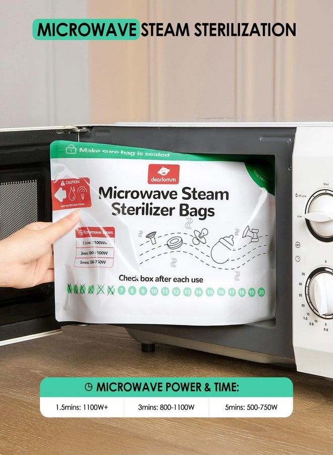 dearlomum Microwave Steam Sterilizer Bag for Baby Bottles 8 Count (20 Uses Per Bag), Reusable Travel Sterilization Pouches, Disinfection Container for Baby Pacifiers and Breast Pump Accessories - Image 5